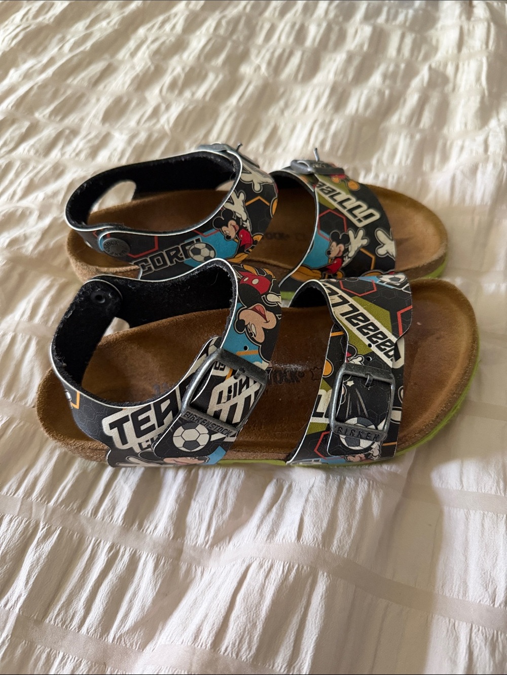 Kids Disney Birkenstocks sandals soccer Mickey size 31 13-13.5